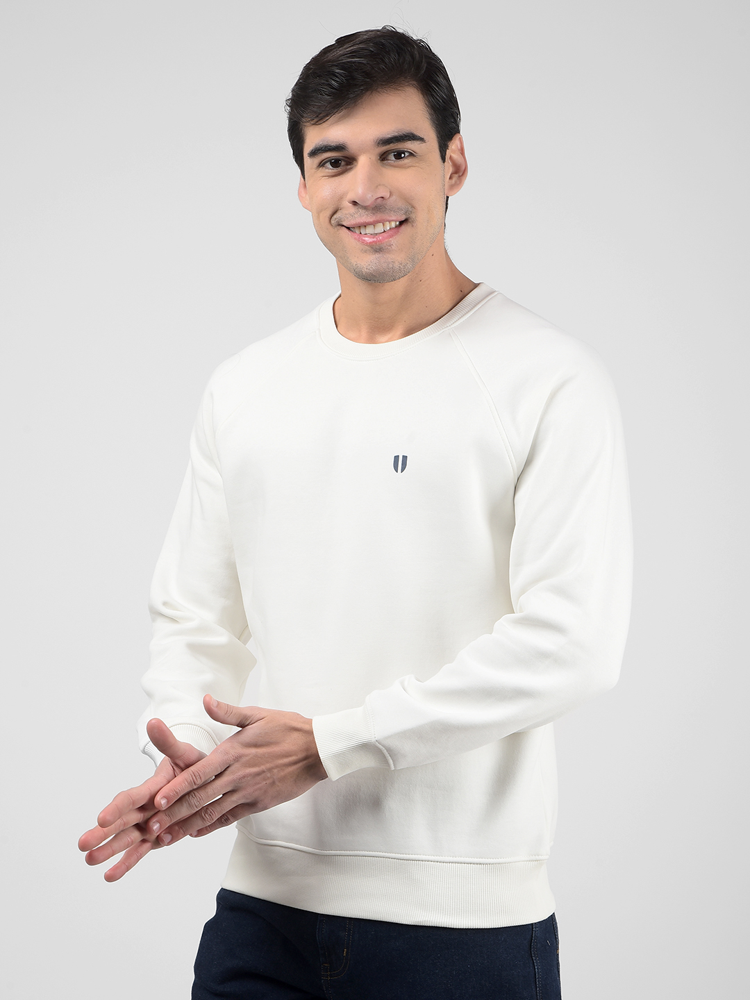 Numero Uno Men Off White Crew Neck Sweatshirts
